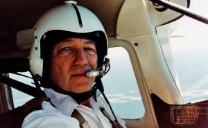 Aviation & Space Writer, James Rush Manley, in pilot's seat of a Cessna 206
