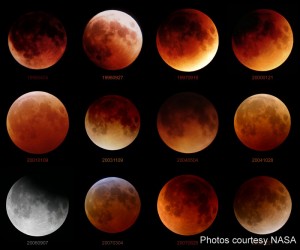 Sequence of lunar eclipse shots