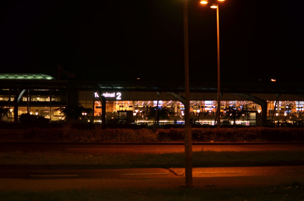 Airport terminal before dawn