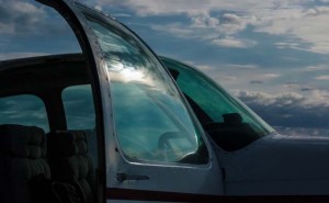 sunlight on open aircraft door