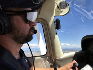 Pilot wears foggles to train focus on aircraft instruments