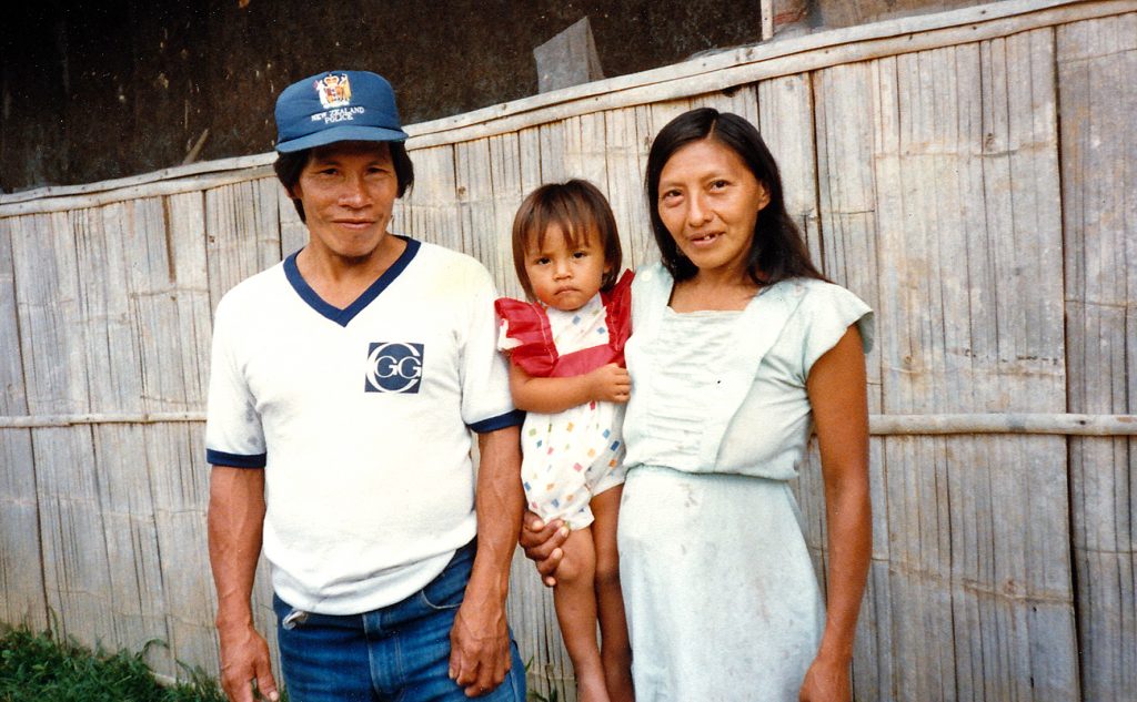 A Waorani couple in the village of Tiwaeno.
