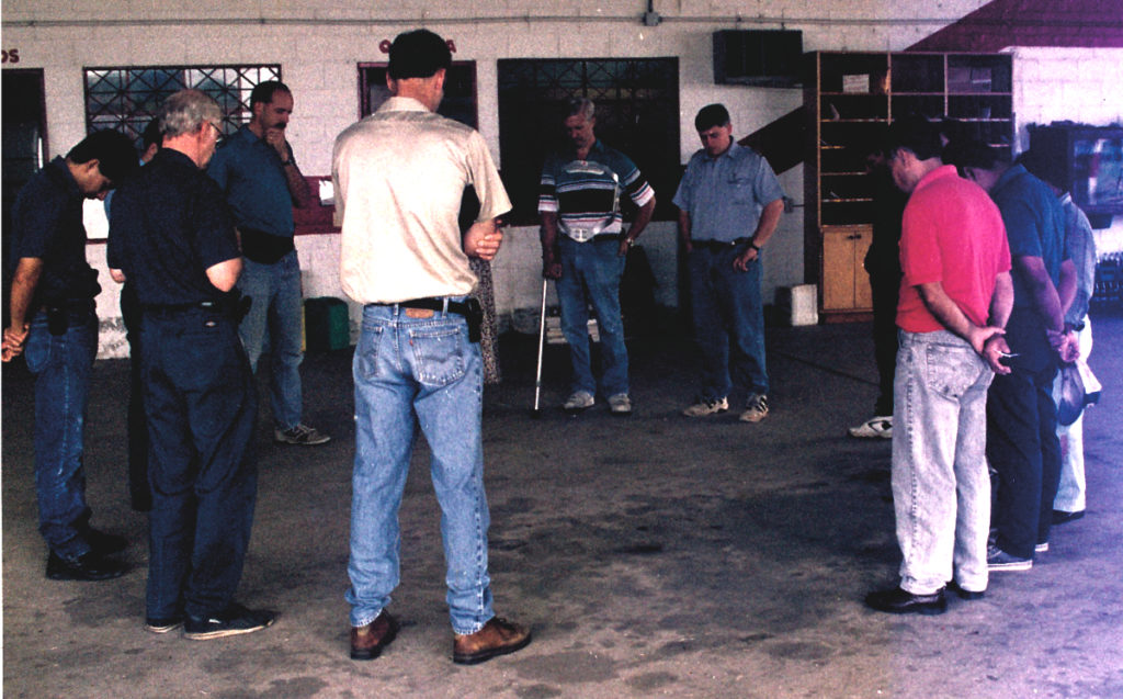 Our daily morning briefing in the hangar always included prayer.