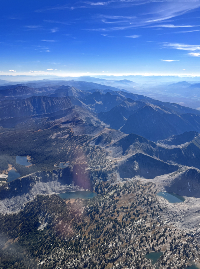 Aerial view of mountains that form a part of The Great Divide